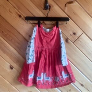 M&S Llama Pinafore Long Sleeve Onesie 18-24m Girl